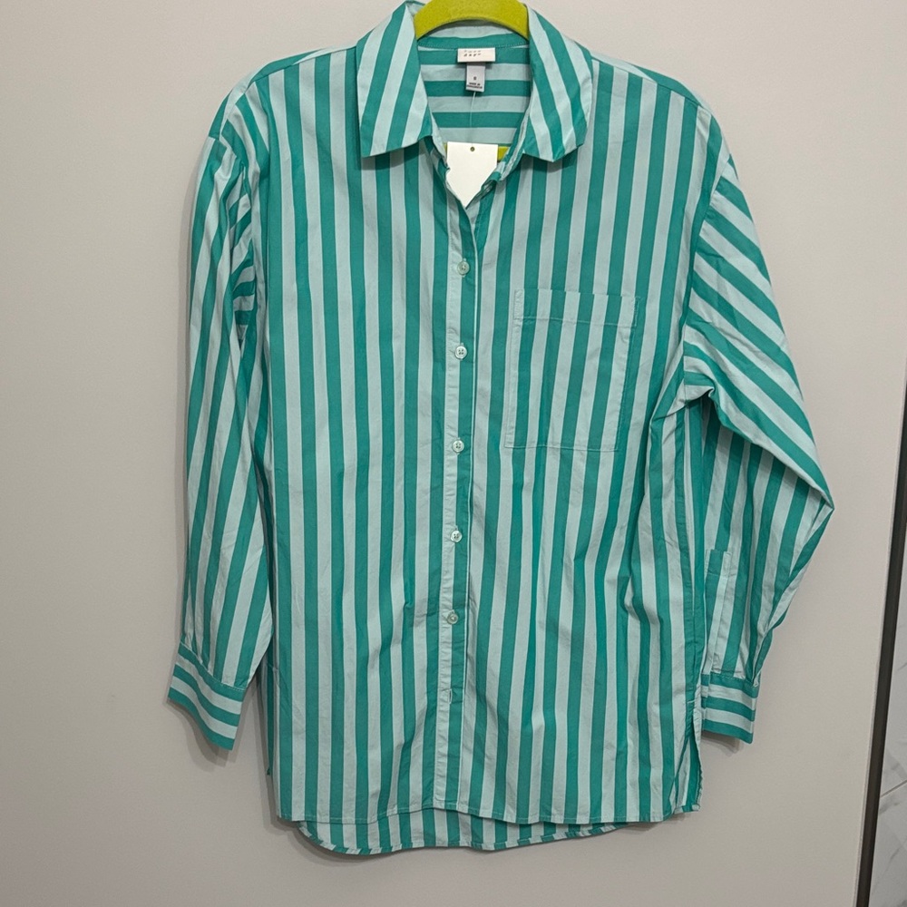 A New Day Teal Striped Women's Blouse